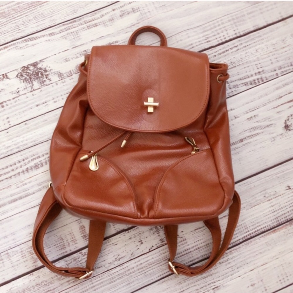 Caramel Vegan Leather Everyday Boho Backpack